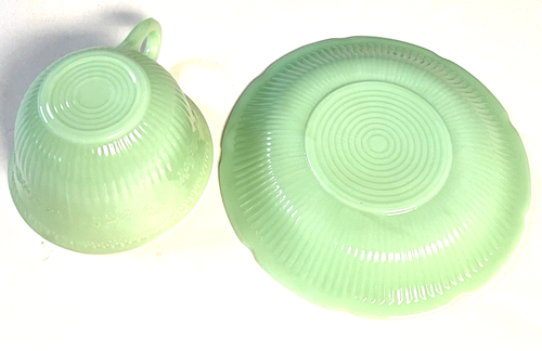 Vintage FIRE KING JADEITE ALICE PATTERN Coffee or Tea CUP & Saucer - Picture 5 of 7