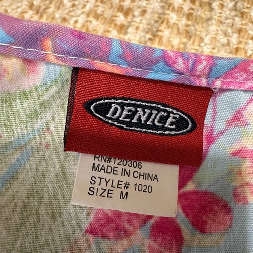 Denice Floral Scrub Summer Tropical Escape Tie V-Neck Short Sleeve Pockets M - Bild 4 von 7