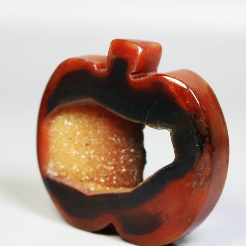 Natural Red Agate Geode ! Quartz Crystal Stone Carved Apple Carving Specimen - Picture 4 of 7