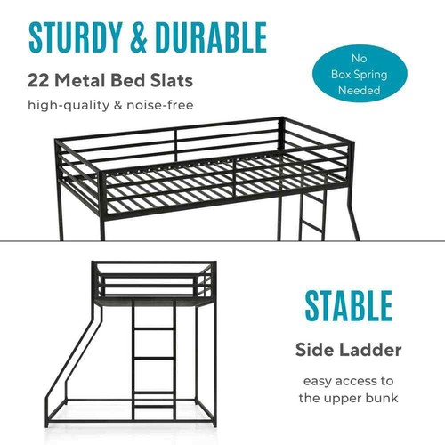Porter Black Twin Over Full Low Profile Metal Bunk Bed - Picture 3 of 8