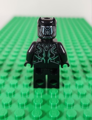 LEGO Marvel Super Heroes BLACK PANTHER Metallic Light Blue Eyes Minifigure sh466 - Picture 2 of 2