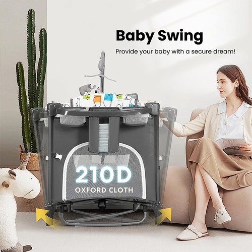 5 in 1 Baby Bassinet Bedside Sleeper w/ Mosquito Net Portable Crib for Newbors - Picture 3 of 7