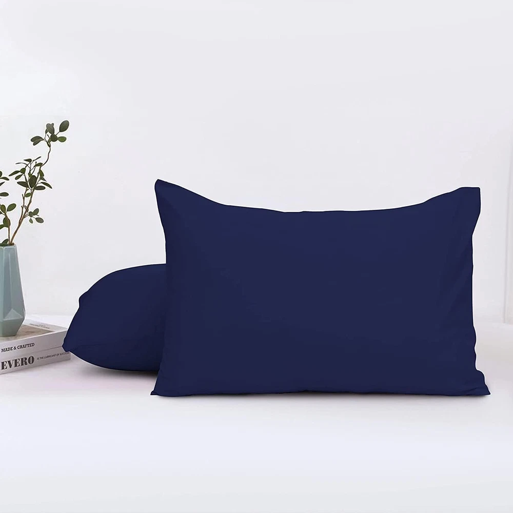 Travel Pillow Case 12"x18" Egyptian Cotton 2-Pack Navy Blue