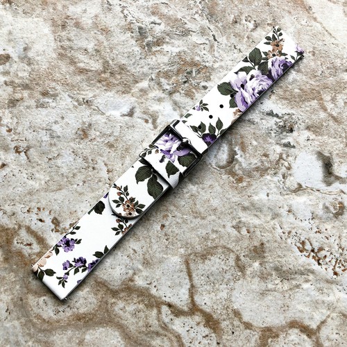 Purple Floral (FL4) Leather Band for Garmin Vivomove Sport, Style, Trend, B18P20 - Picture 3 of 7