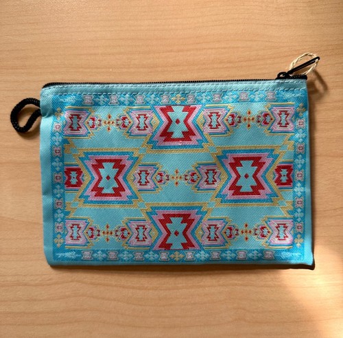 Handmade Fabric Zipped Large Coin Purse Pouch Floral Aztec Design - Picture 6 of 13