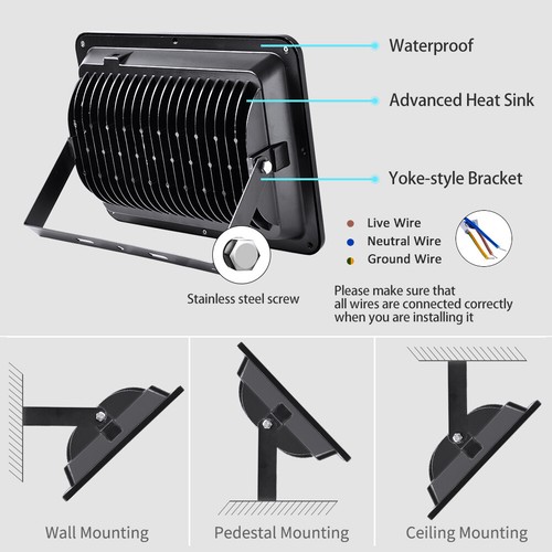 LED Fluter Strahler 150W 200W 300W 800W 1000W Außen IP65 Scheinwerfer Flutlicht - Bild 34 von 54