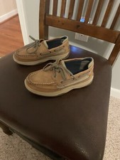 Sperry Top Sider Lanyard Youth Size 13M Tan Leather Lace Up Boat Shoes YB46122A