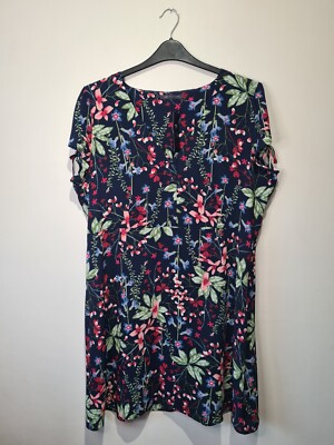 Marks & Spencer Womens Floral Short Sleeve Summer Midi Shift Dress - Size 18 