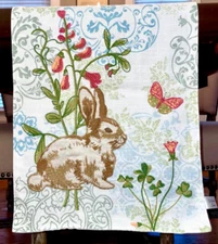 Adorable Cottontail Lane Table Runner w/Appliqued  Bunny Rabbit  70"x14"