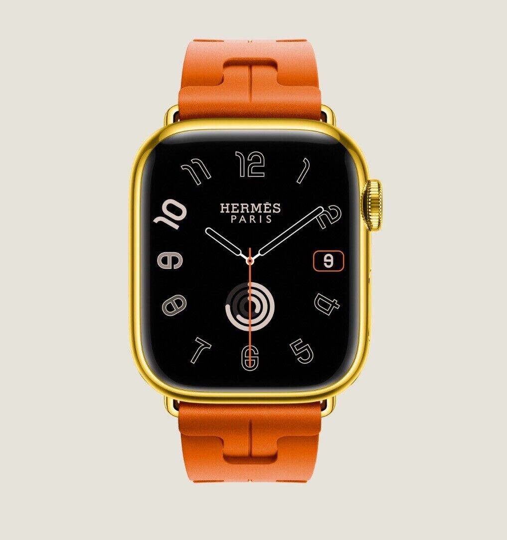 24k Gold Apple Watch HERMES Series 9 41mm Stainless Steel 24k Gold Apple Watch HERMES Series 9 41mm Stainless Steel
