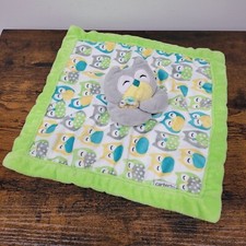 Carters Owl Green Gray Yellow Security Blanket Lovey Green Gray