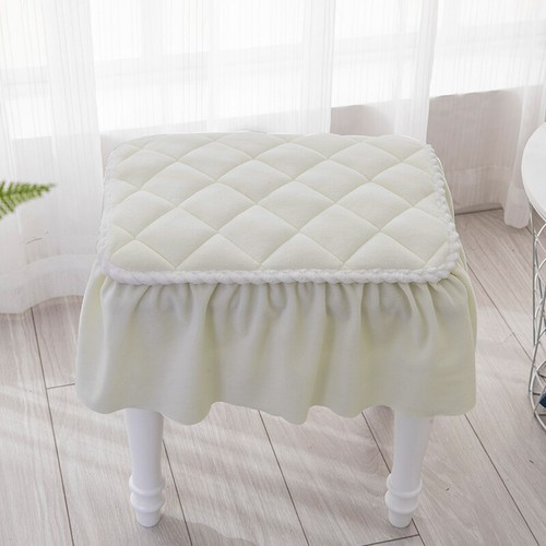 Short Plush Quilted Rectangular Chair Piano Stool Elastic Square Seat Cover Blue - Picture 18 of 23