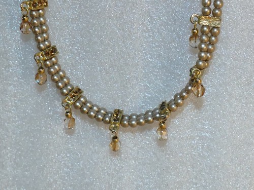 Collana Napier Finta Perla 2 Filati Pietra Nascita Novembre Choker tono oro - Foto 8 di 19