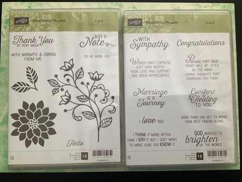 New Set 1 & 2 Stampin Up Flourishing Phrases Stamp Set 18 - 141534 Cardmaking - Picture 1 of 4