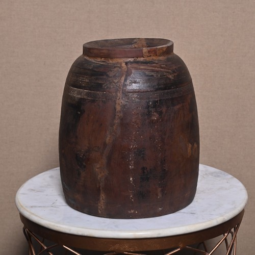 Vintage Wooden Himachal Pot Wood Water Dispenser wood Storage Pot 11x11x12 Inch - Picture 4 of 7
