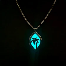 Stainless Steel Necklace/Luminous Glow In the Dark Palm Tree Pendant