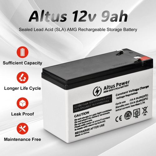 Altus 12V 9ah AGM Battery Deep Cycle SLA Lead Acid Battery - Picture 2 of 8