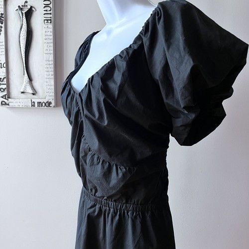 NWT Gap Women’s Black Off The Shoulder Cotton Smocked Mini Dress Size L Tall - Picture 3 of 9