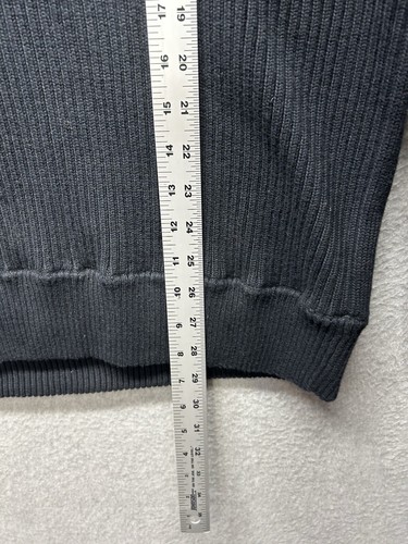 Carbon 2 Cobalt Hoodie Mens Large Black Brown 1/4 Zip Hood Chunky Knit Sweater - Picture 7 of 13