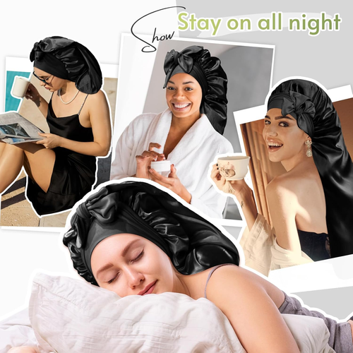 Braid Bonnet Foldable Extra Long Bonnet for Braids Silk Bonnet Satin Bonnet with - Picture 6 of 12