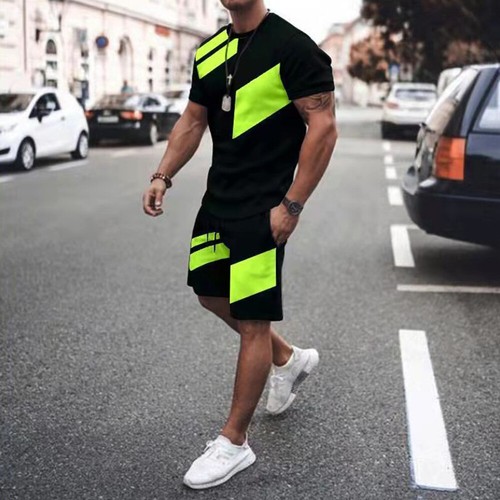 Mens 2PCS TShirts & Shorts Set Tracksuit Casual Gym Sweatsuit Outfit NEW l5xl - Picture 9 of 21