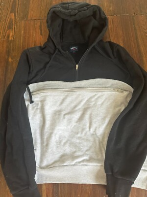 NOAH NYC Mens L Pullover 1/4 Zip Black & Grey -Front Zipper NOAH NYC Mens L Pullover 1/4 Zip Black & Grey -Front Zipper