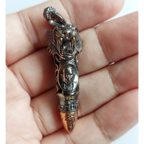 Tigre Yant Talismán Takrut Colgante Metal Amuleto Tailandés Fuerza Potente - Imagen 7 de 13
