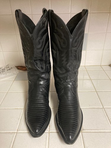 JUSTIN 8105 HERGESTELLT IN DEN USA SCHWARZ EIDECHSE LEDER WESTERN COWBOY STIEFEL 10,5 D - Bild 10 von 22