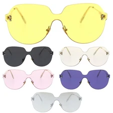 Retro Oversize Rimless Shield Minimal Panel Sunglasses