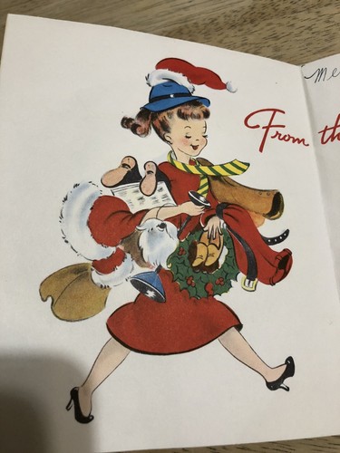 Tarjeta de felicitación vintage de los años 50 FELIZ NAVIDAD HUBBY - creada por Paramount - Usada - Imagen 4 de 6