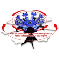 8 Colors 8 Stations Double Rotary Screen Printing Press Micro-adjust Machine New