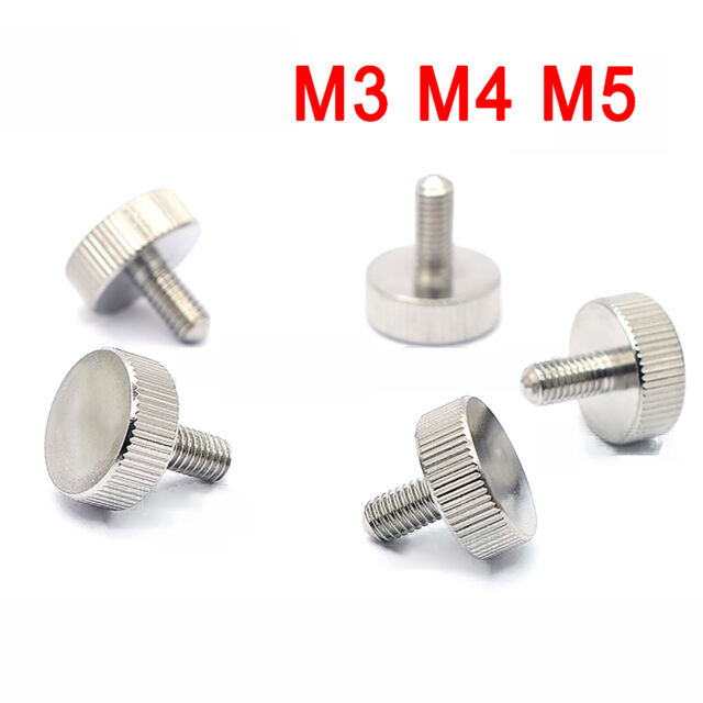 Flat Knurled Thumb Screws - M3 M4 M5 - 303 Stainless Steel Hand Grip Knob Bolts Flat Knurled Thumb Screws - M3 M4 M5 - 303 Stainless Steel Hand Grip Knob Bolts