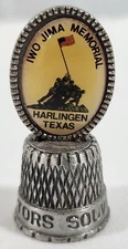Vintage Pewter Iwo Jima Memorial Harlingen Texas Thimble