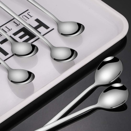 Long Handle Iced Tea Stirring Spoons Casual 304 Stainless Steel Silver 8 Piece - Picture 7 of 7