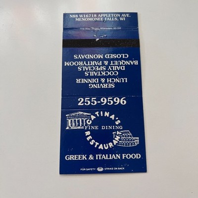 Catina's Restaurant Menomonee Falls WI Vintage Matchbook Cover TMM6-5