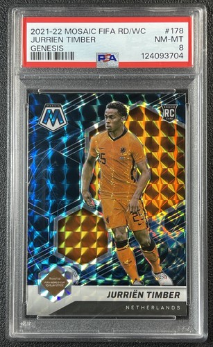 JURRIEN TIMBER PSA 8 2021 PANINI MOSAIC WORLD CUP #178 ROOKIE GENESIS PRIZM SP - Picture 1 of 2