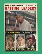 SOLID VG+/- BOB CLEMENTE HANK AARON 1964 TOPPS #7 UNCREASED GUNK EDGE TPHLC-6148