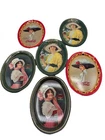 VTG ‘73 Coca Cola Lot Of 6 Trays Coke 6" Soda Pop Metal Tin Advertising Ladies