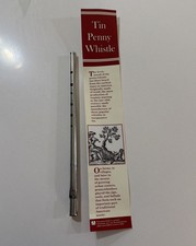 Tin Penny Whistle 6 Finger Holes Wood Reed Key of D