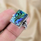 Abalone Shell Gemstone Ring 925 Sterling Silver Ring Silver Statement Ring