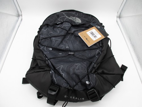NWT TNF Borealis Unisex Black 16-Inch Laptop Backpack, BLK/Topography Print/WHT - Picture 3 of 15