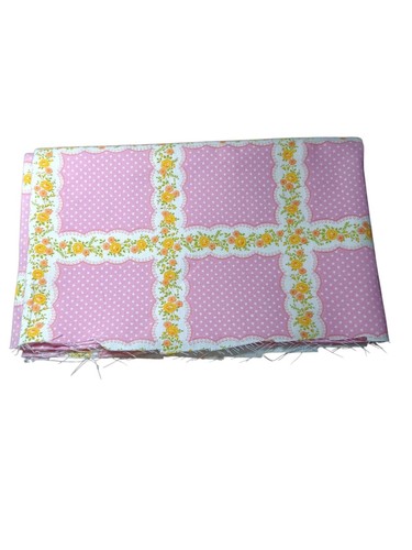 VTG Concord Fabrics Pink Polka Dot Scalloped Flower Border Squares .75 x 45" - Picture 11 of 14