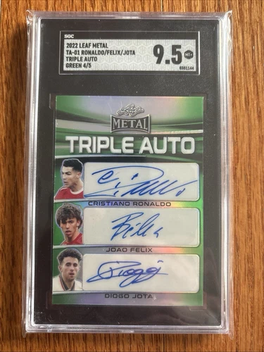 2022 Leaf Metal Auto Green Cristiano Ronaldo Joao Felix Diogo Jota /5 SGC 9.5