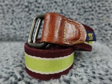Vintage Abercrombie Fitch Size 34 Canvas Leather Belt Burgandy Green