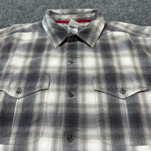 The North Face Shirt Mens Large Grey Plaid Cotton Button Up Collared Long Sleeve - Picture 7 of 12