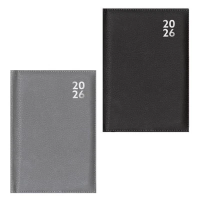 DESIGN GROUP 2026 A6 Diary Pocket Week to View Weekly Planner Organiser PU Leather Black Grey
