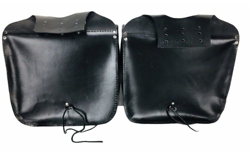 Vintage Western Black Studded Leather Throw Over Motorcycle Saddle Bags NEW - Picture 6 of 12