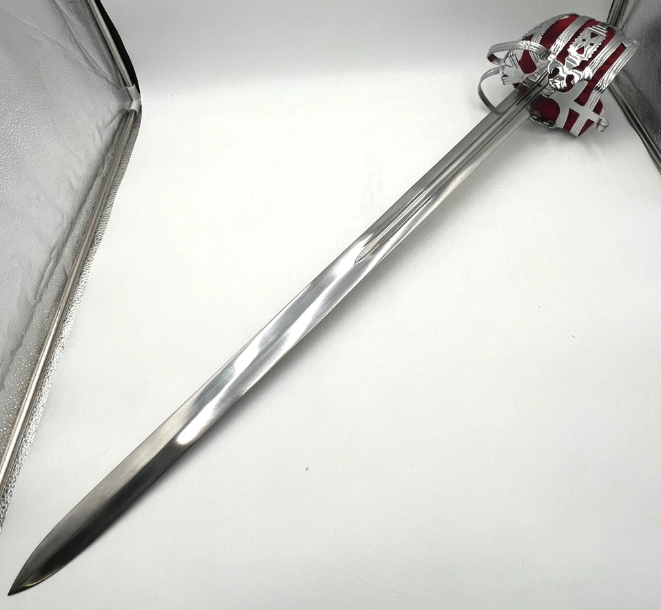 Culloden Scottish Basket Hilt Broadsword Chrome Sword w/ Scabbard Highland - Image 3 of 4