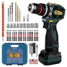 Brushless Cordless Impact Driver & Hammer Drill Combo Kit w/ Battery & Fast Char