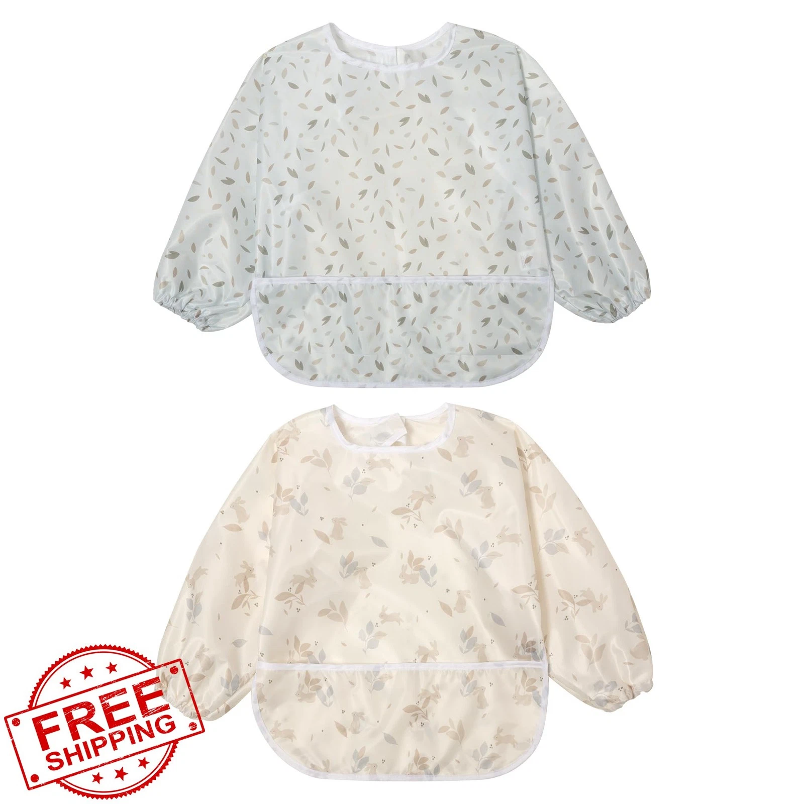 Little Dimsum 2pk Waterproof Feeding Bib Yellow Rabbit